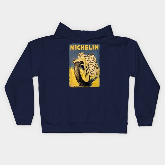 Michelin motorcycle vintage sign Kids Hoodie by KUMAWAY